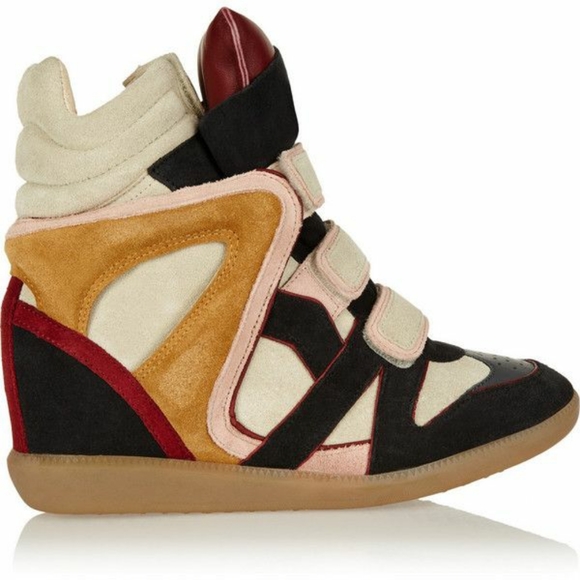 Isabel Marant Shoes - Isabel Marant Multicolor Seude Leather Bekett Wedge High Top Shoes